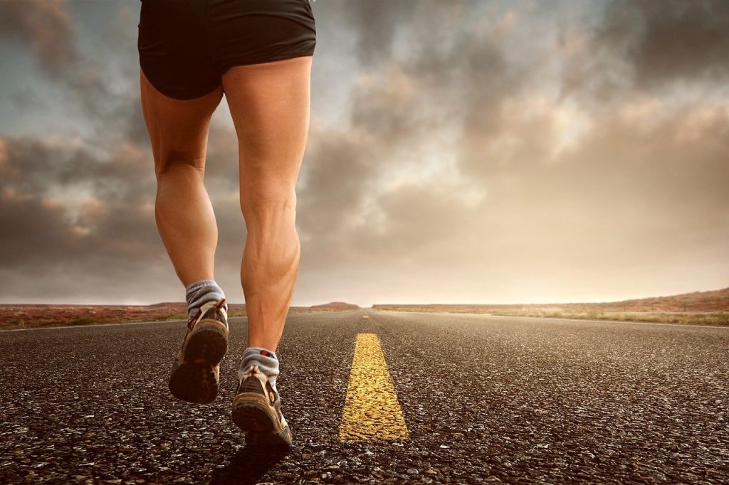 Runner training on the road